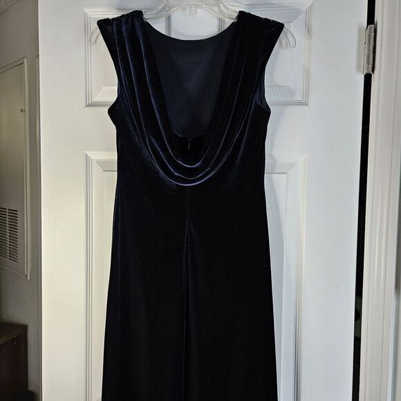 JR NITES by CALIENDO Womens Blue Evening Occasion Velvet Velour Dress - 4P - Picture 4 of 8